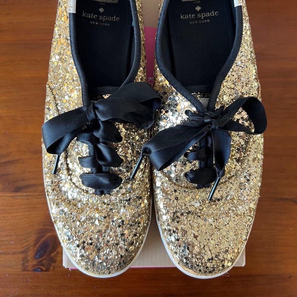 Keds for Kate Spade gold Glitter shoes, size 9.5